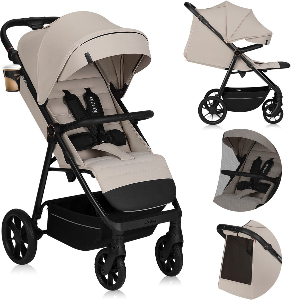 Lionelo Iva - stroller buggy premium - 6 months 4 years (up to 22 kg) - 360° swivel wheels with suspension - magnetic belt - XXL sun canopy UPF50 - adjustable backrest, footrest push handle - large shopping basket - city terrain - stroller