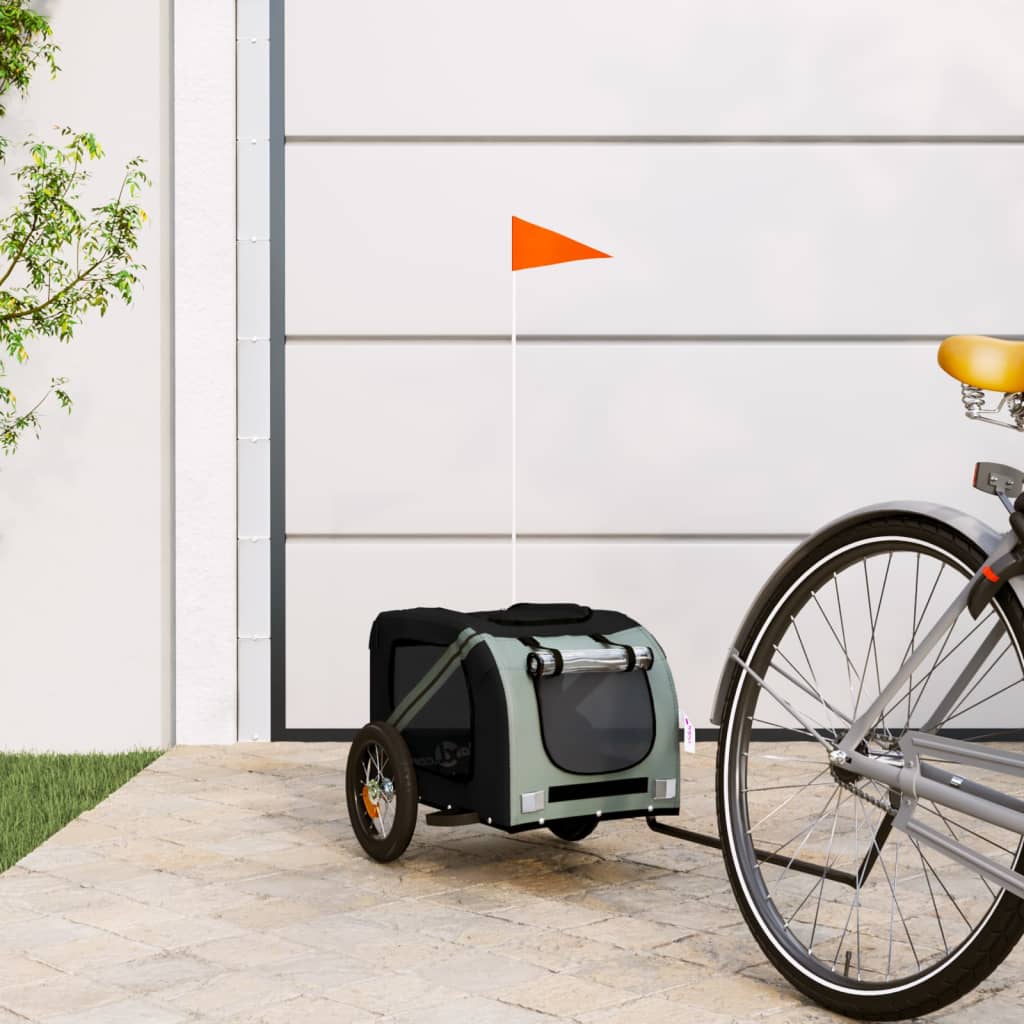 Vidaxl dog bike trailer oxford fabric and iron grey and black