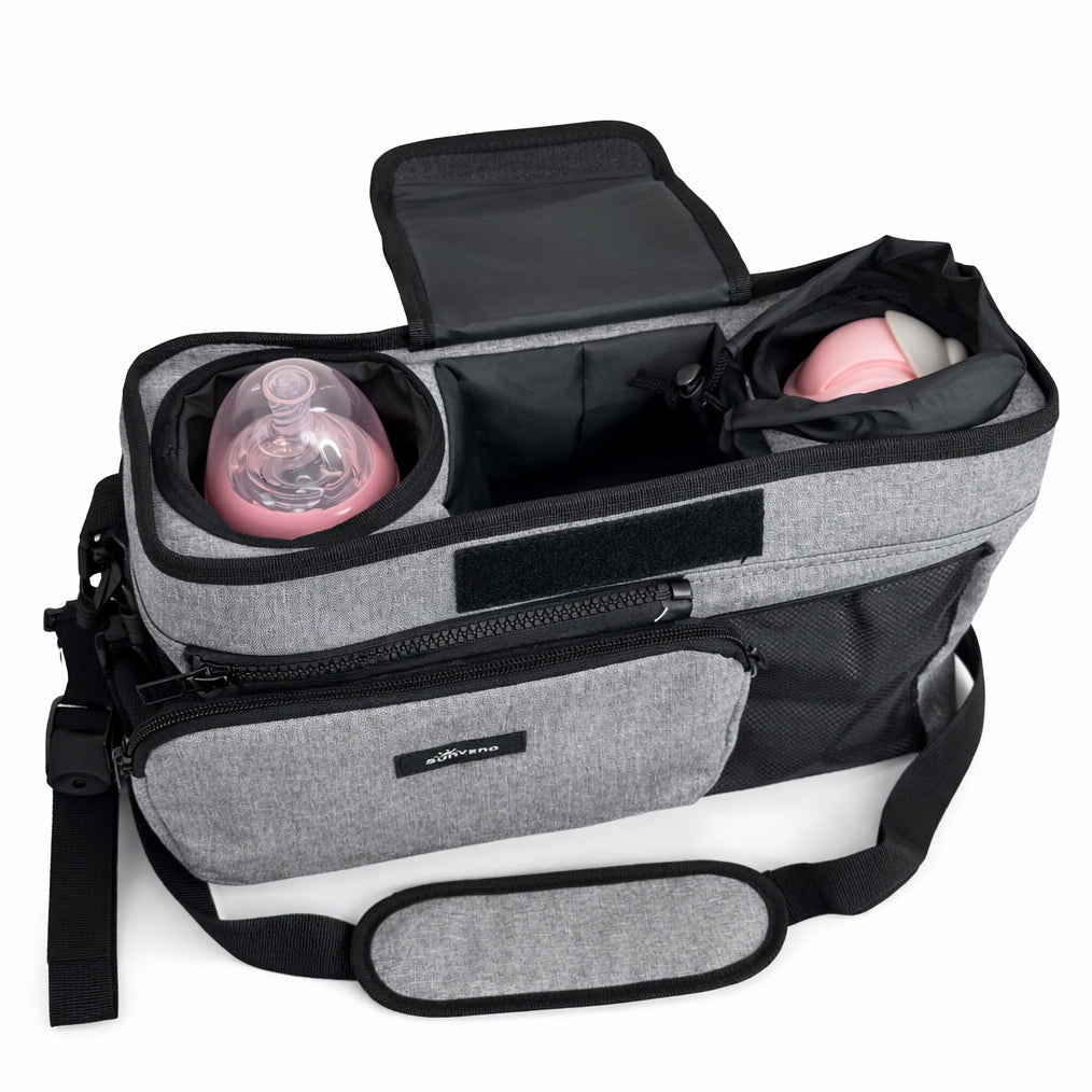 SUNVENO Universal Stroller Organizer with Insulated Cup Holder Detachable Phone Bag
